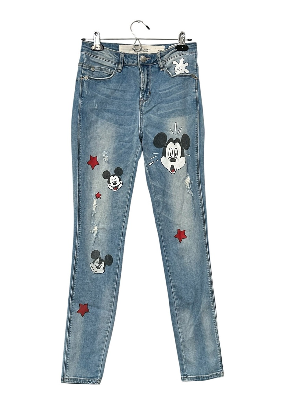 Vintage Mickey Mouse Print Skinny Jeans By Georges Marciano (Guess) Denim Sz 28